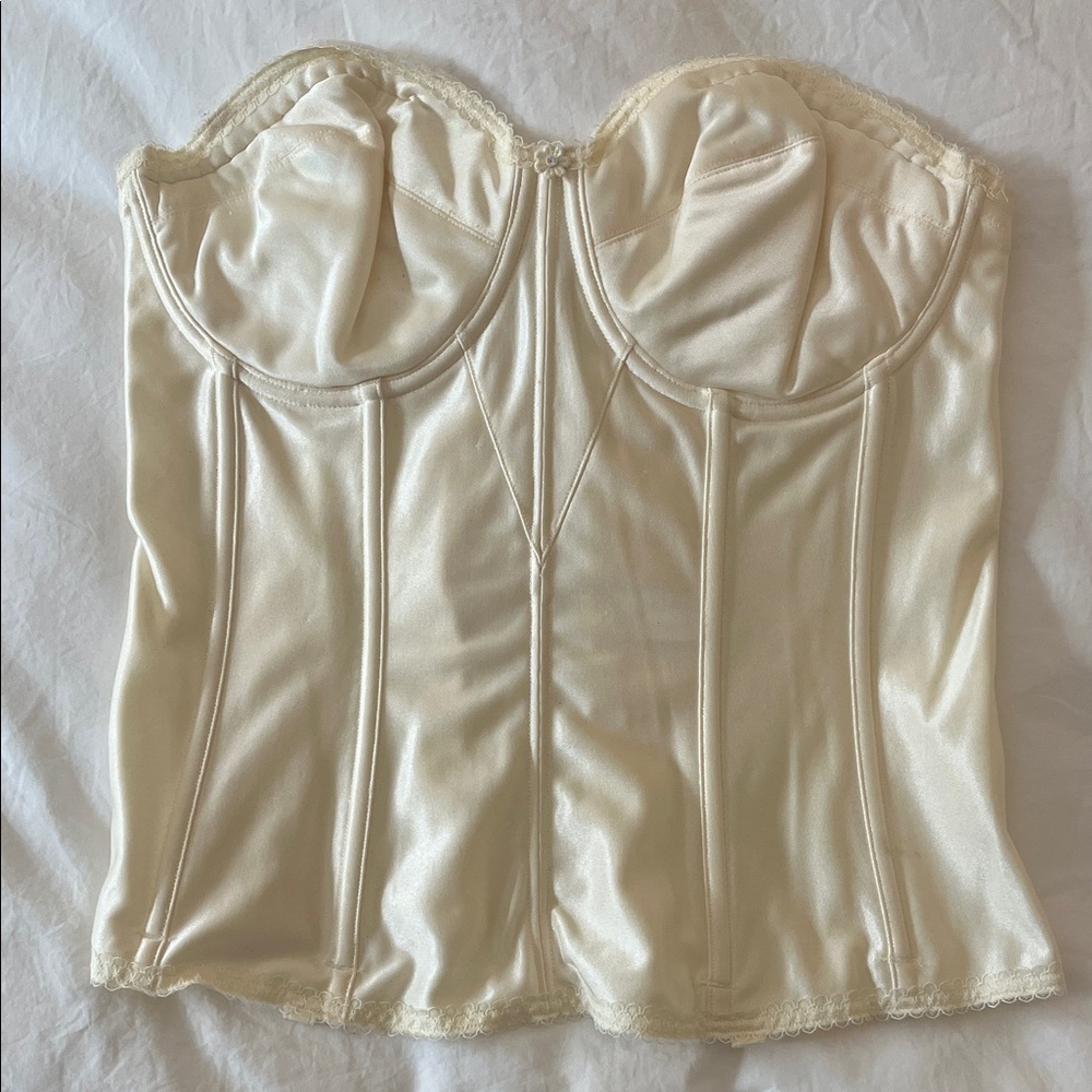 Elegant Cream Satin Corset/ Bustier
